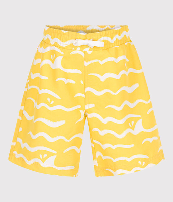 Children's printed swim shorts ORGE yellow/MARSHMALLOW white