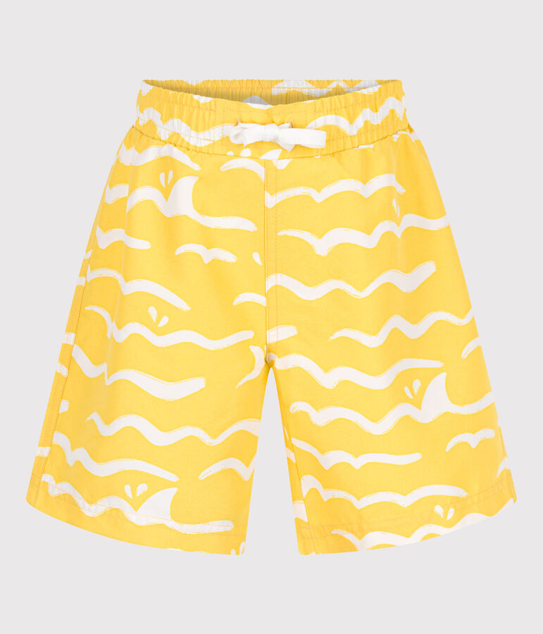 Children's printed swim shorts ORGE yellow/MARSHMALLOW white
