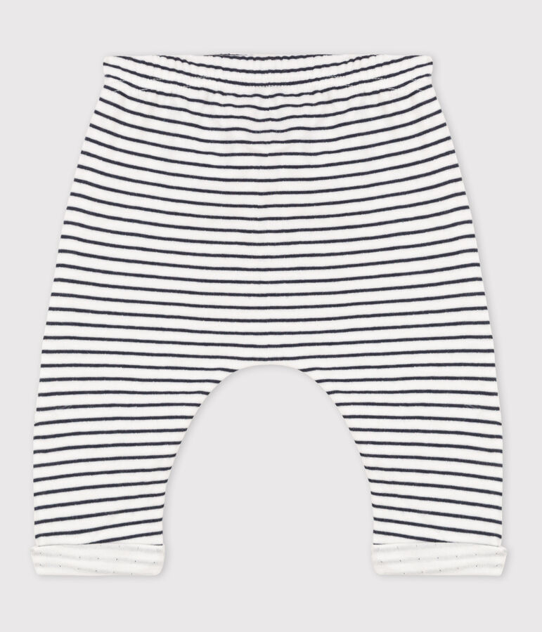 Babies' Sailor Striped Cotton Tube Knit Trousers white/blue