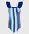 Children's one-piece stripy swimsuit SURF blue/MARSHMALLOW white