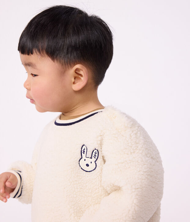 Babies' plain sherpa fleece MILK