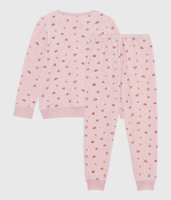 Children's floral print velour pyjamas JOLI pink/MULTICO white