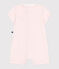 Babies' short cotton playsuit with a Peter Pan collar FLEUR pink