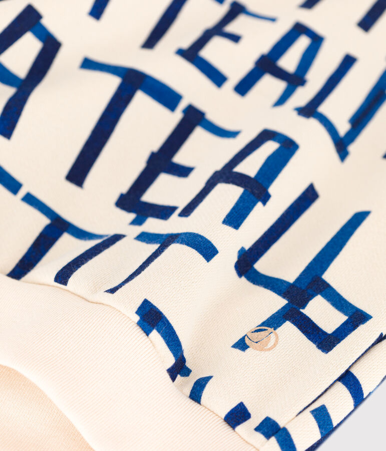 Children's unisex printed fleece sweatshirt Ecru/blue