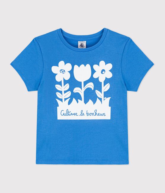 Girls' Short-Sleeved Cotton T-Shirt BRASIER blue