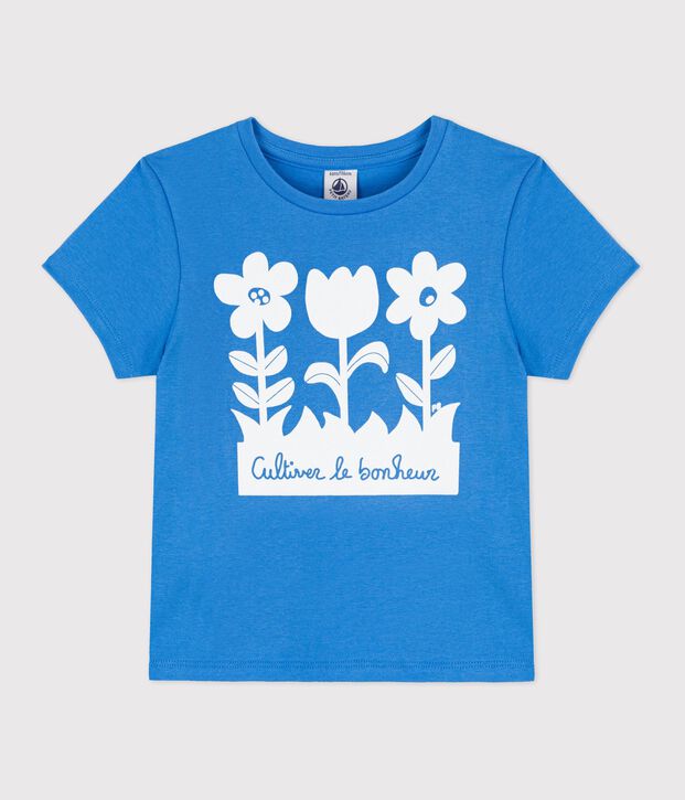Girls' Short-Sleeved Cotton T-Shirt blue