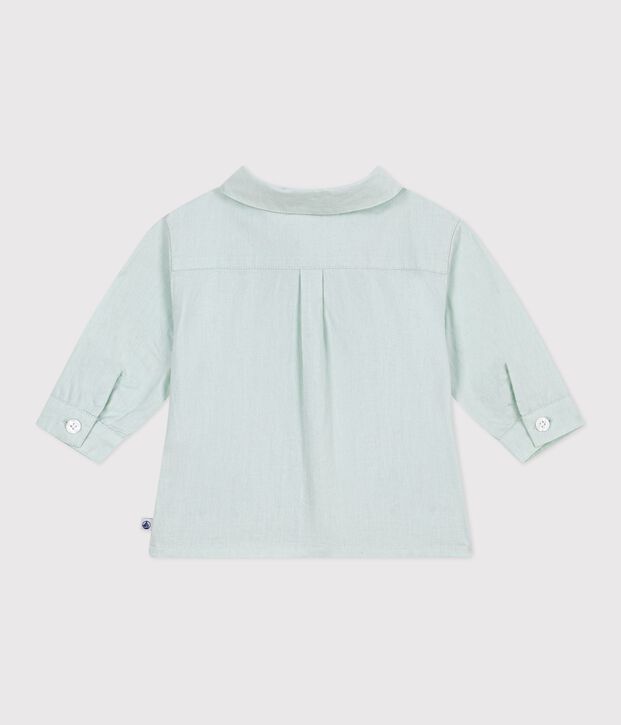 Babies' long-sleeved plain cotton/linen shirt SPRAY