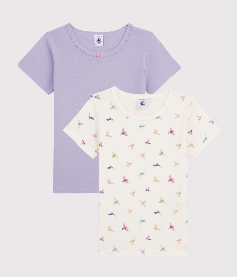 Girls' Bird Print Short-sleeved T-Shirt - 2-Piece Set multicolor