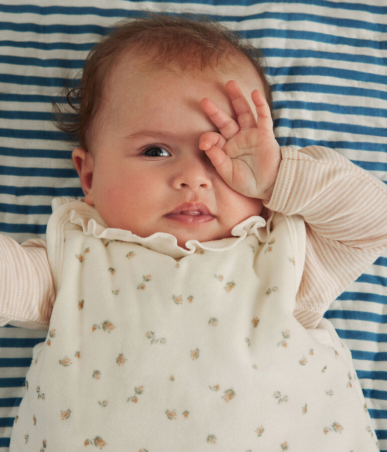 Babies' floral velour TOG3 sleeping bag white/multicolor