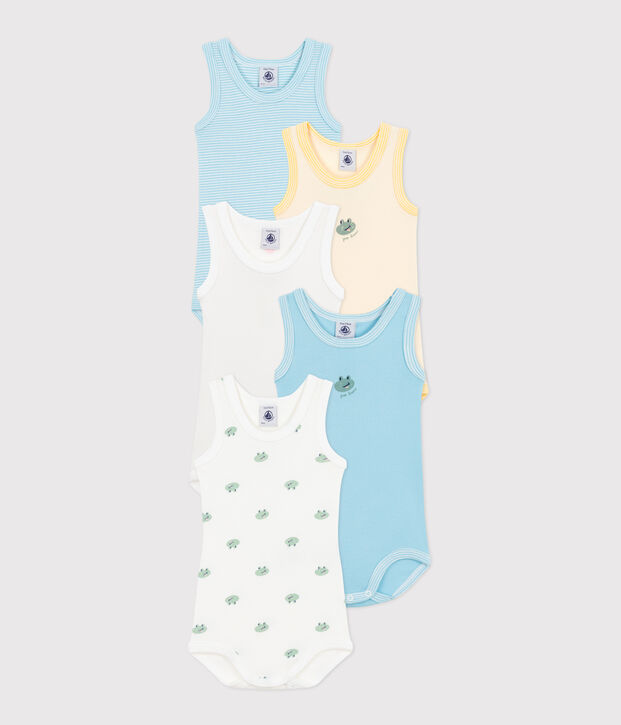 Babies' sleeveless printed cotton bodysuits - 5-Pack multicolor