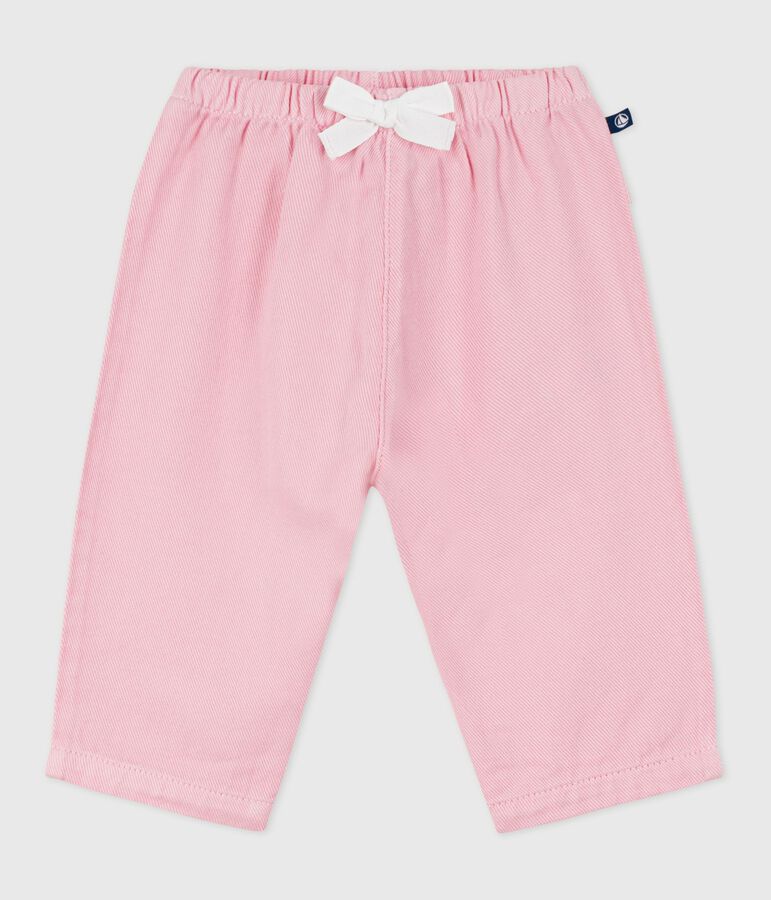 Babies' plain, soft cotton trousers MARQUISE pink