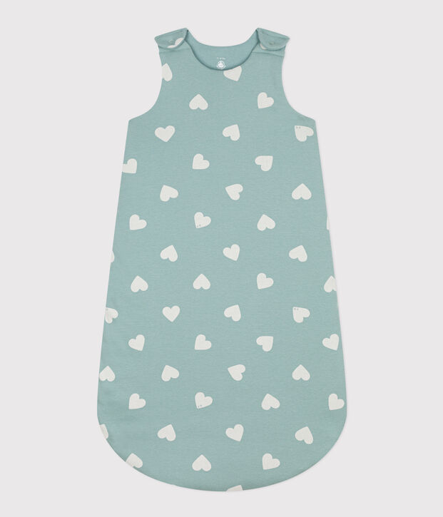 Heart Themed Cotton Sleeping Bag green/ecru