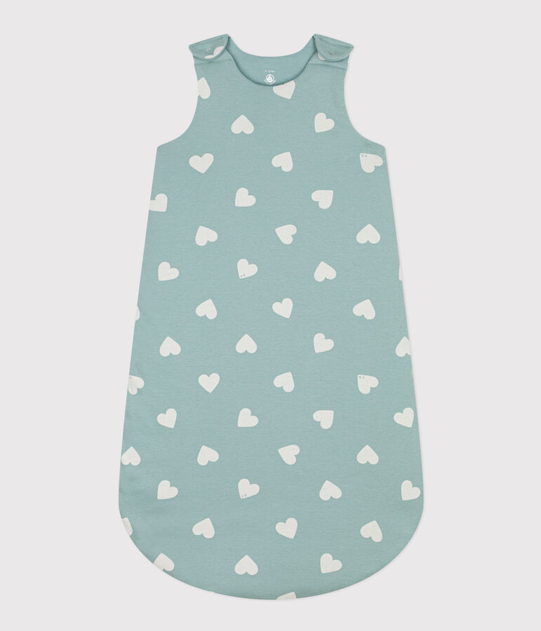 Heart Themed Cotton Sleeping Bag green/ecru