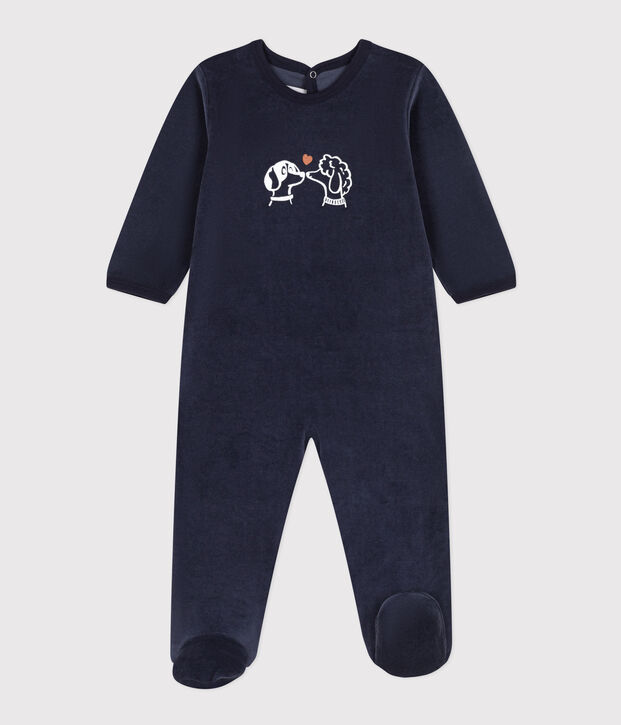 Babies' Velour Dog Patterned Pyjamas SMOKING