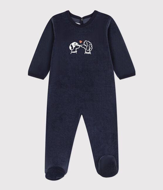 Babies' Velour Dog Patterned Pyjamas SMOKING blue