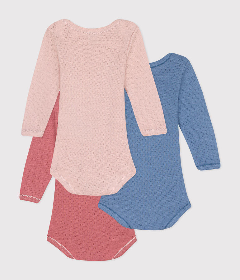 Babies' long-sleeved cotton bodysuits - 3-pack multicolor