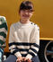 Girls' cotton jumper AVALANCHE white/SMOKING blue