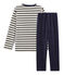 Boys' Velour Pyjamas SMOKING blue/COQUILLE beige