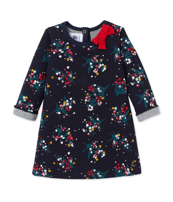 Baby girl's printed double knit dress SMOKING blue/MULTICO white