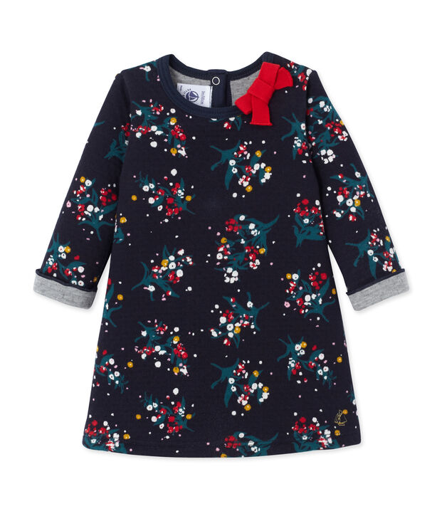 Baby girl's printed double knit dress blue/multicolor