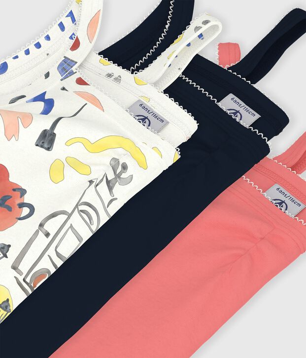 Pack of children's strappy Opera print cotton tops multicolor