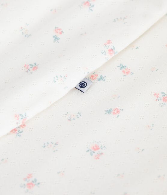 Babies' 0.5 TOG floral cotton sleeping bag MARSHMALLOW white/MULTICO white