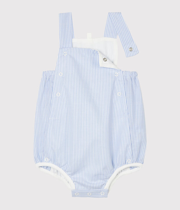 Unisex Baby's Striped Poplin Playsuit white/multicolor