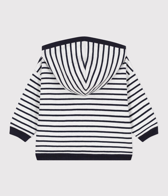 Babies' Thick Jersey Hoodie MARSHMALLOW white/SMOKING blue