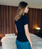 women's screen print t-shirt SMOKING blue