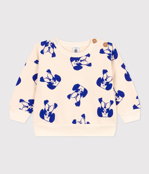 Babies' Patterned Fleece Sweatshirt Ecru/multicolor