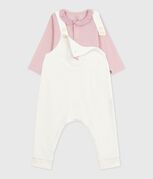 Babies' dungarees in plain cotton with stylish details MILK /JOLI