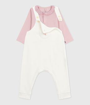 Babies' dungarees in plain cotton with stylish details MILK /JOLI