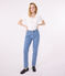 Women's iconic plain short-sleeved rib knit T-shirt ECUME white