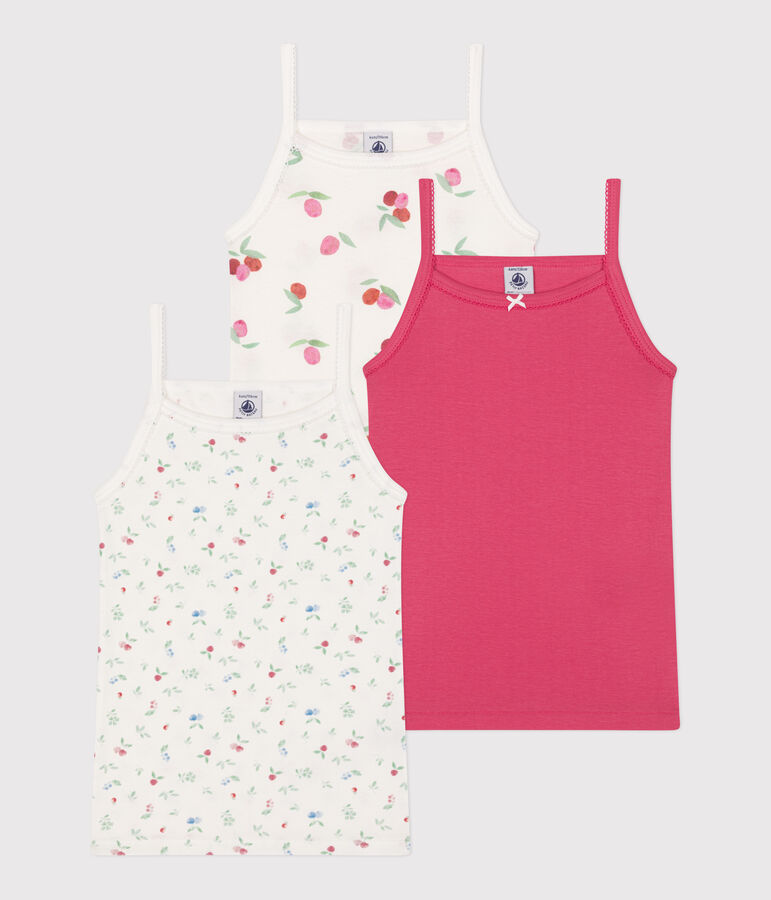 Children's fruit-print cotton tank tops with fine straps - 3-pack multicolor