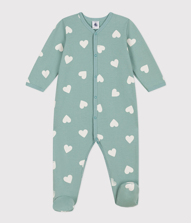 Babies' Heart Patterned Cotton Pyjamas green/ecru