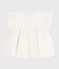 Children's short-sleeved cotton blouse with a heart pattern MARSHMALLOW white