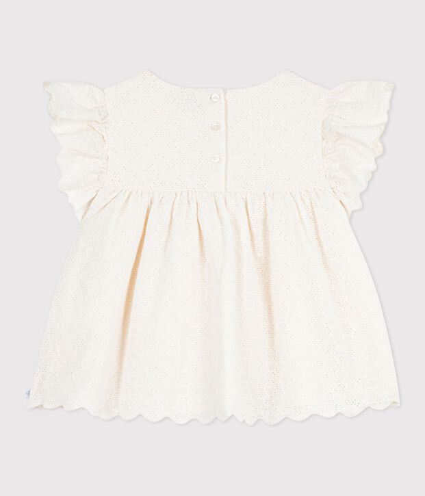 Children's short-sleeved cotton blouse with a heart pattern white