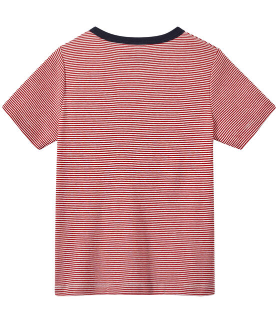 Boy's milleraies-striped T-shirt TERKUIT red/MARSHMALLOW white