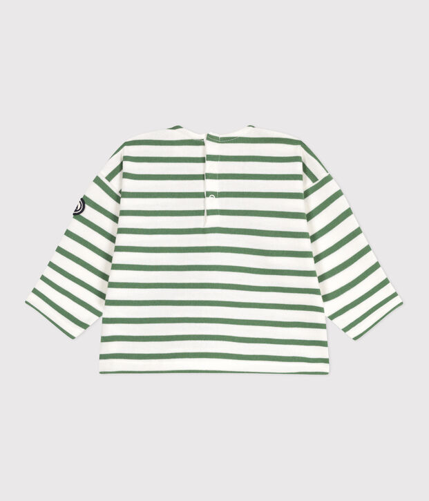 Baby sailor top in thick cotton green/green