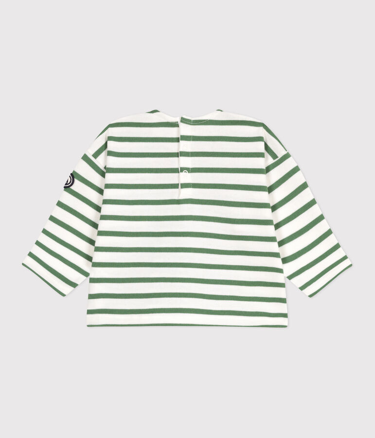 Baby sailor top in thick cotton white/green