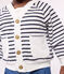 Babies' thick jersey cardigan MARSHMALLOW white/SMOKING blue