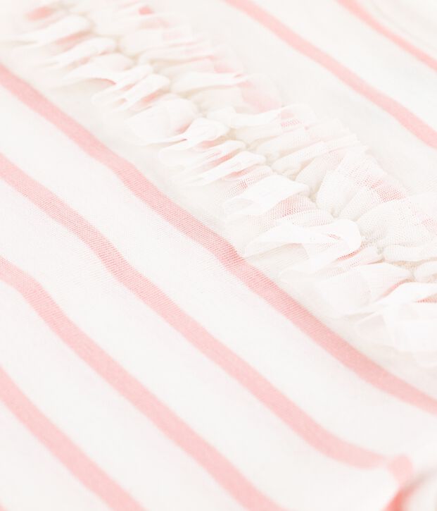 Girls' Short-Sleeved Cotton T-Shirt white/pink