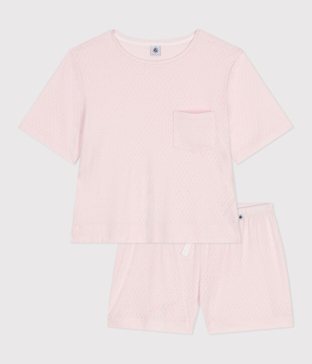 Women's short-sleeved short cotton pyjamas pink