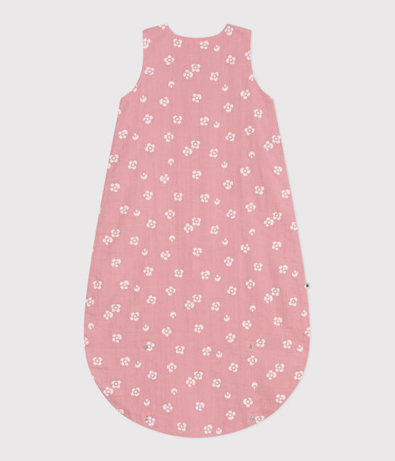 Babies' 1 TOG floral cotton sleeping bag CHARME pink/MARSHMALLOW white