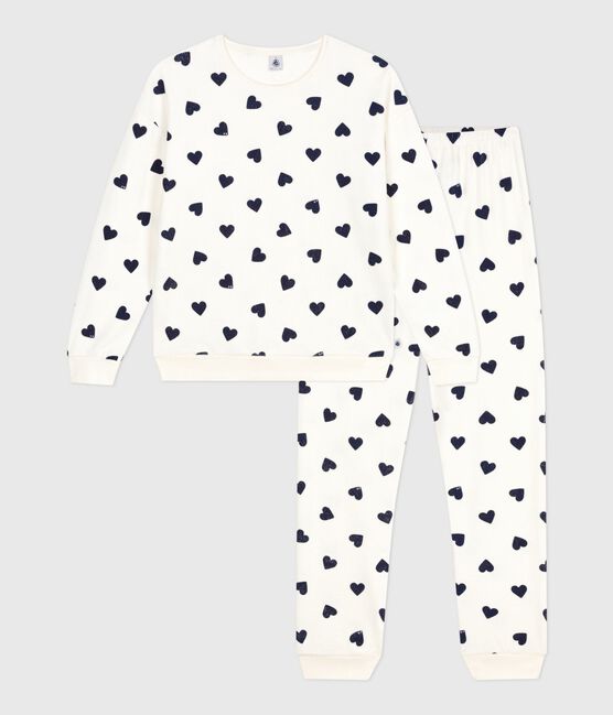 Women's cotton terry pyjamas printed with hearts MILK blue/SOIR