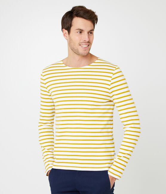 Men's iconic stripy breton top MARSHMALLOW white/BAMBOO yellow