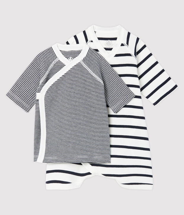 Baby Kimono Bodysuit and Undershirt Set in Rib Knit multicolor