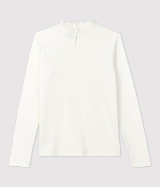 Girls' Long-Sleeved Cotton T-Shirt MARSHMALLOW white