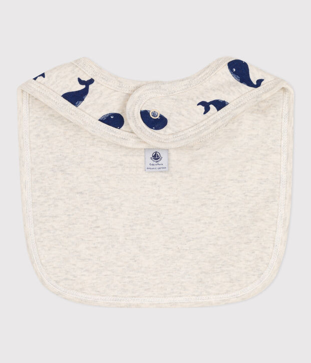 Cotton Whale Bib beige/blue