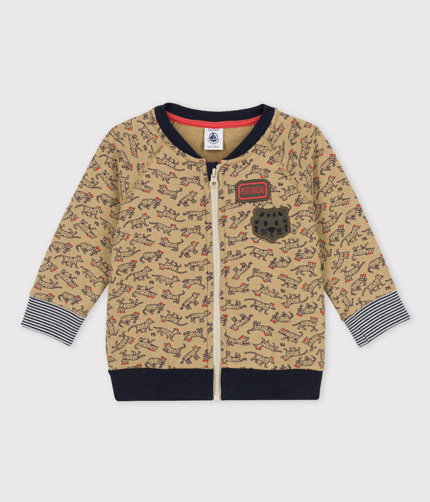 Babies' Fleece Baseball Jacket beige/multicolor
